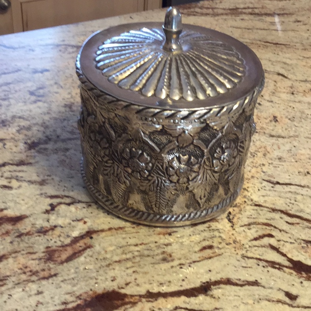 Silver Metal Container, Decorative & Useful.